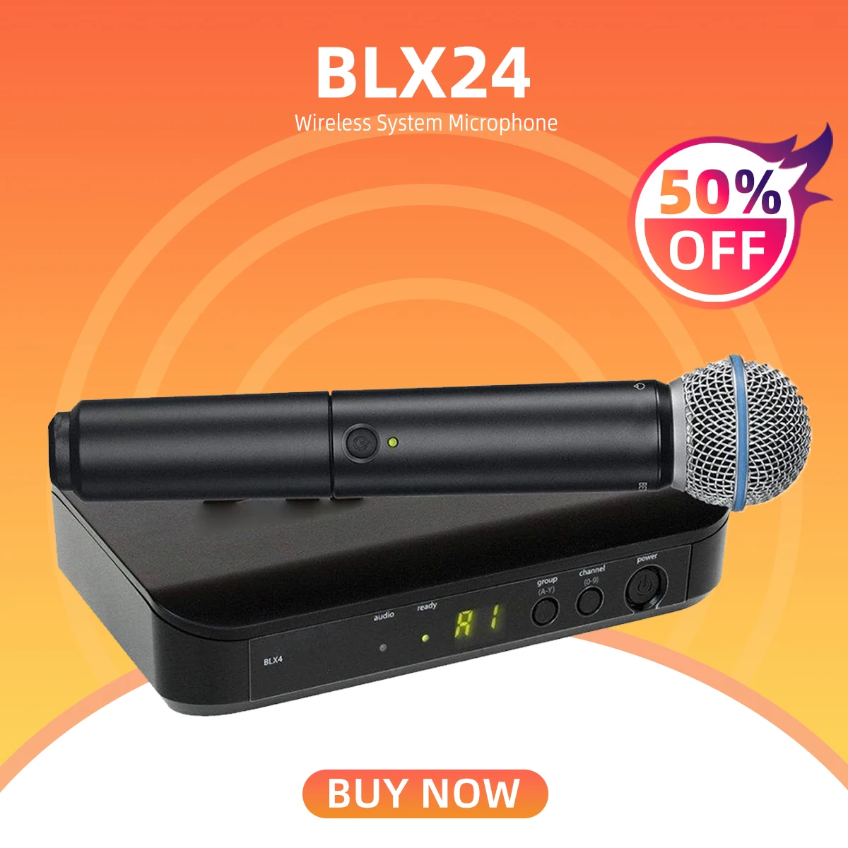 

BLX24 Wireless System MicrophonePG58 BETA58 SM58 With BLX14 Receiver BLX4 Handheld Microphone, Good for SHURE Karaoke and Stage