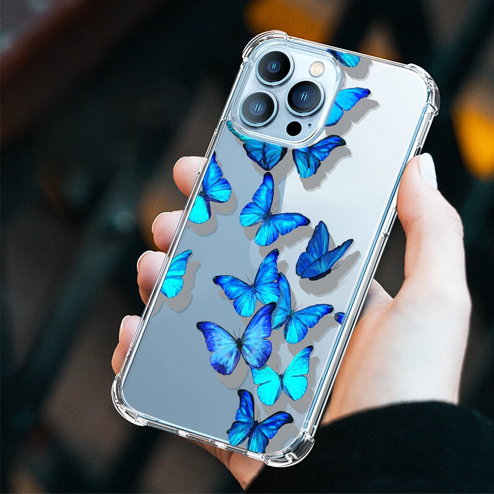 Ударопрочный чехол Blus Butterfly для Iphone 11 12 13 Pro Max Mini мягкий из ТПУ X XS MAX XR 6S 7 8 Plus SE 2 |