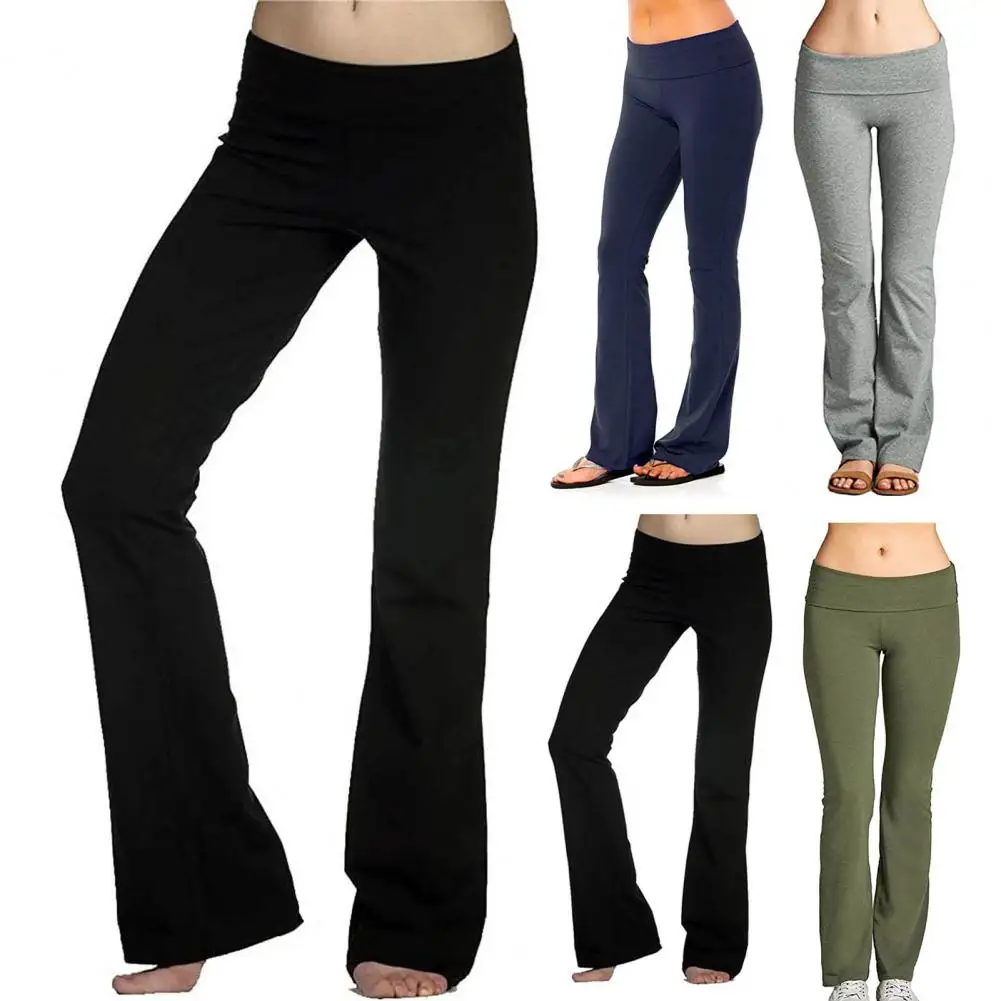 Stylish Solid Color Bottoms Moisture Absorption Exercise Yoga Trousers Sporty Women Gym Pants Women Clothing