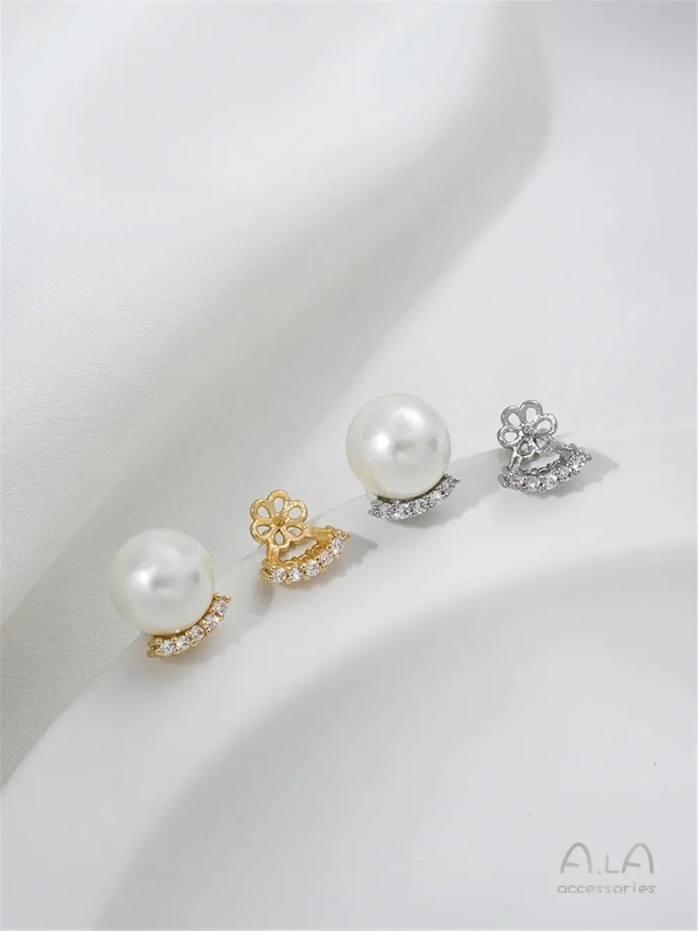 Позолоченные 14 К C-образные I-образные серьги-гвоздики из бисера с полуотверстием