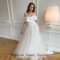 weilinsha off shoulder sweetheart 2022 summer white bridal gowns new arrived chic satintulle bridal gowns robe de mari%c3%a9e sale
