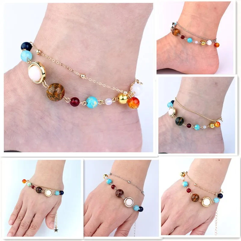 Браслеты на ногу с защитой солнечной системы популярные украшения для женщин