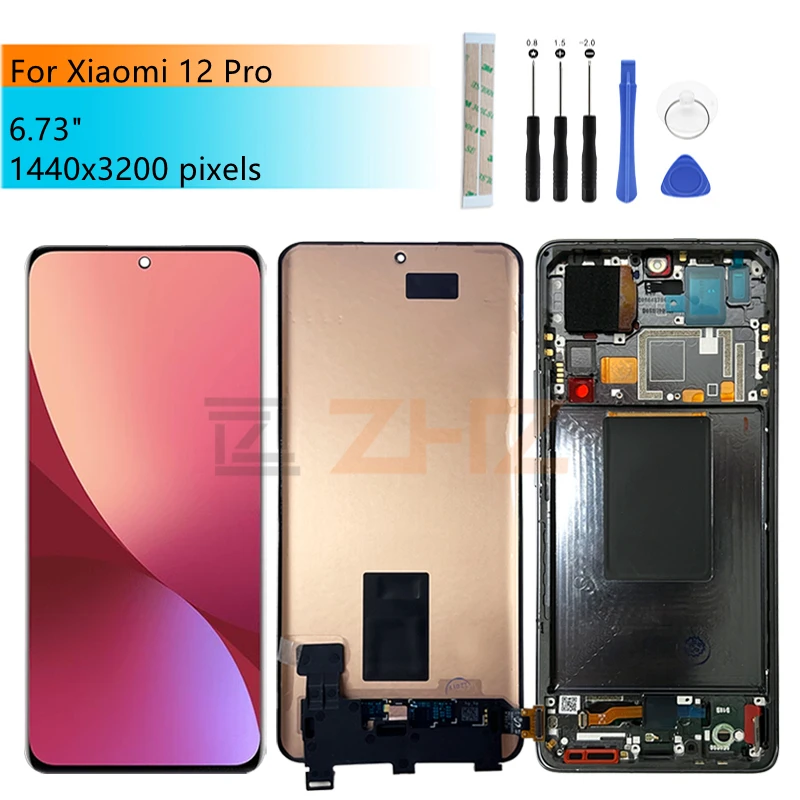 

ЖК-дисплей Amoled для Xiaomi 12 Pro, дигитайзер в сборе с рамкой для Xiaomi 12 Pro, замена экрана, запасные части