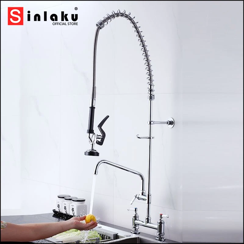 Кухонный Смеситель SINLAKU хромированный кран с тремя отверстиями