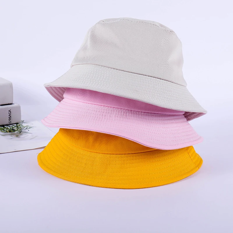 

Harajuku Fisherman Hat Woman Spring Sunshade Hat Man Candy Color Flat Top Bucket Hats Head Outdoor Bucket Caps Cotton New