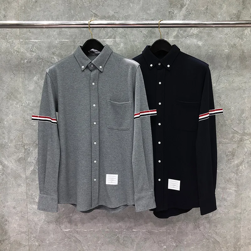 Men's Shirt New Buttons Stripe Shirts Men Slim Losng Sleeve Casual Shirt Spring Autumn Cotton Solid Spring Men's Clothing