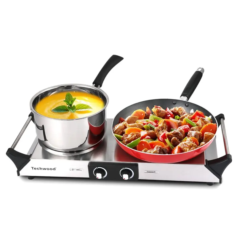 

Hot Plates Stove Cooktop Burner Double Infrared Ceramic for Cooking Portable Compatible for All Cookwares