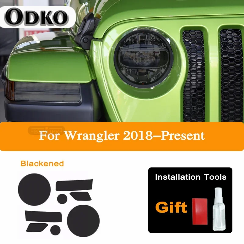 

Для Jeep Wrangler JL 2019 2020, защитная пленка для фар автомобиля, дымчатая черная прозрачная защитная наклейка из ТПУ, аксессуары