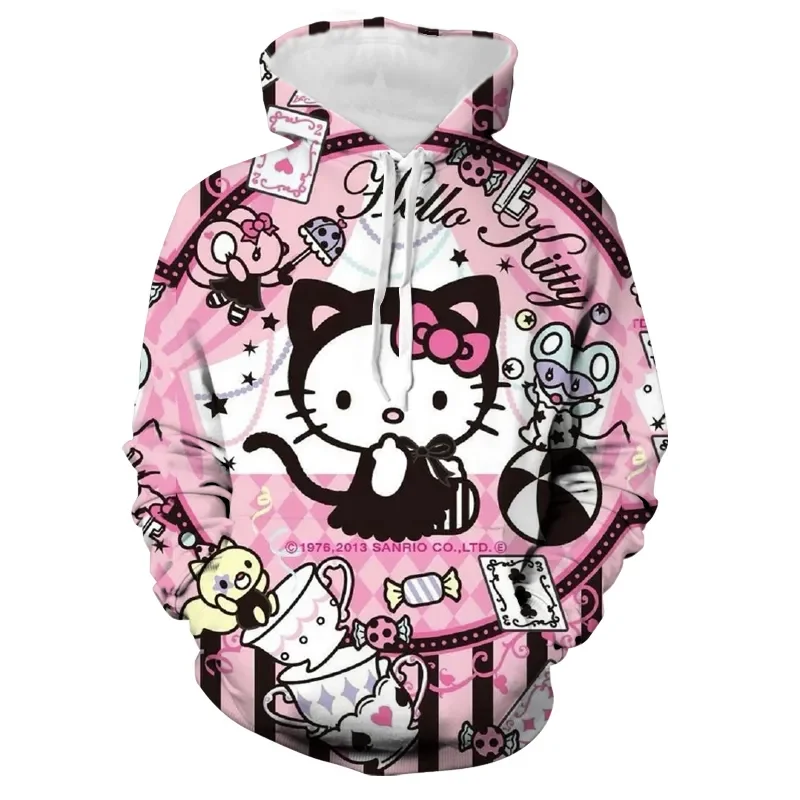

New Sanrio Harajuku Men's and Women's Hoodie Cute Hello Kitty 3D Hoodie Cartoon Top Long Sleeve Fashion Hoodie Kawaii