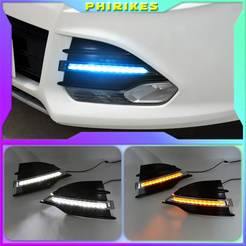 12V LED DRL Daylights For Ford Kuga Escape 2013 2014 2015 Yellow Turn Signal Daytime Running Light Car Foglamp