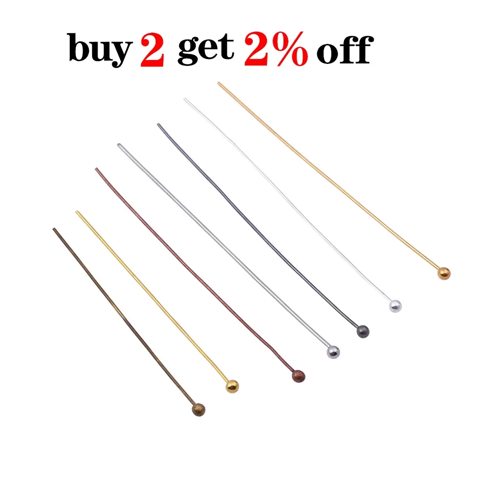 16 20 25 30 40 50 mm Gold Metal Ball Head Pins For Diy Jewelry Making Head pins Findings Dia 0.5mm Supplies