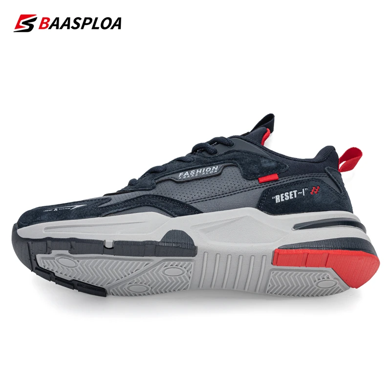 Autumn Men's Leather Running Shoes Comfortable Fashion Casual Sneaker Lightweight Water Proof Male Shoes Baasploa 2022 New