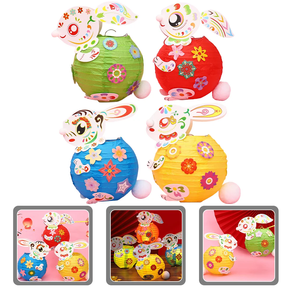

Lantern Year Lanterns Chinese New Paper Bunny Rabbit Handheld Decorative Japanese Diy Decor Festival Spring Christmas Animals