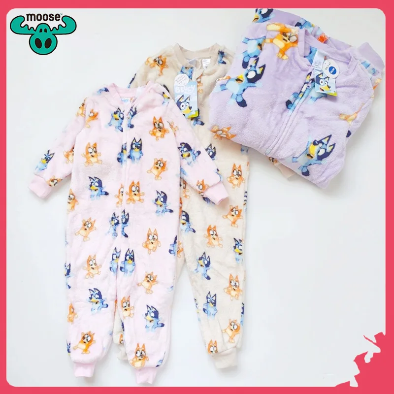 Новинка 2024 мужская и женская домашняя одежда из кораллового флиса Bluey для