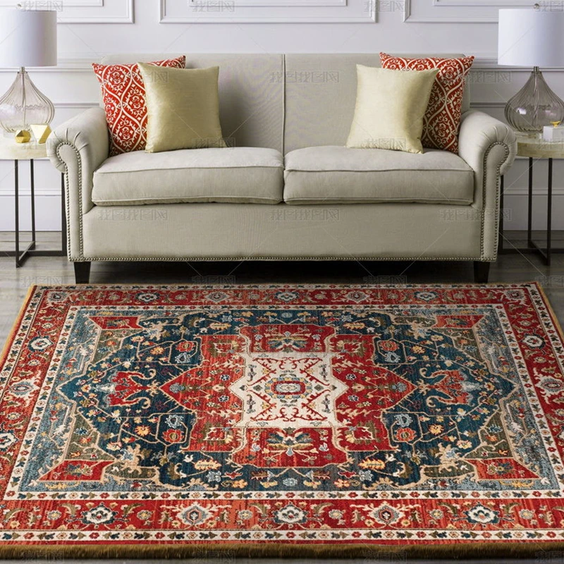 

Nordic Ethnic Style Living Room Carpet Persian Coffee Table Mat American Retro Carpet Sofa Bedroom Bedside Blanket Large Area