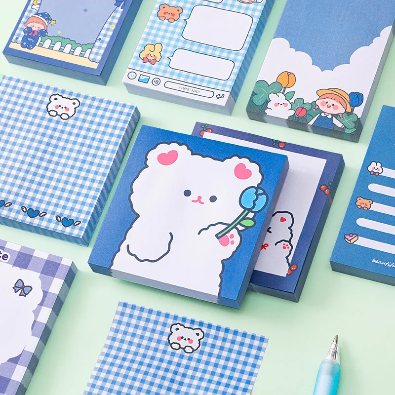 

LOLO Kawaii Chubby Bear Sticky Notes Memo Pad Bookmarks Cute N Times Sticky Office Stationery Supply Journal Planner