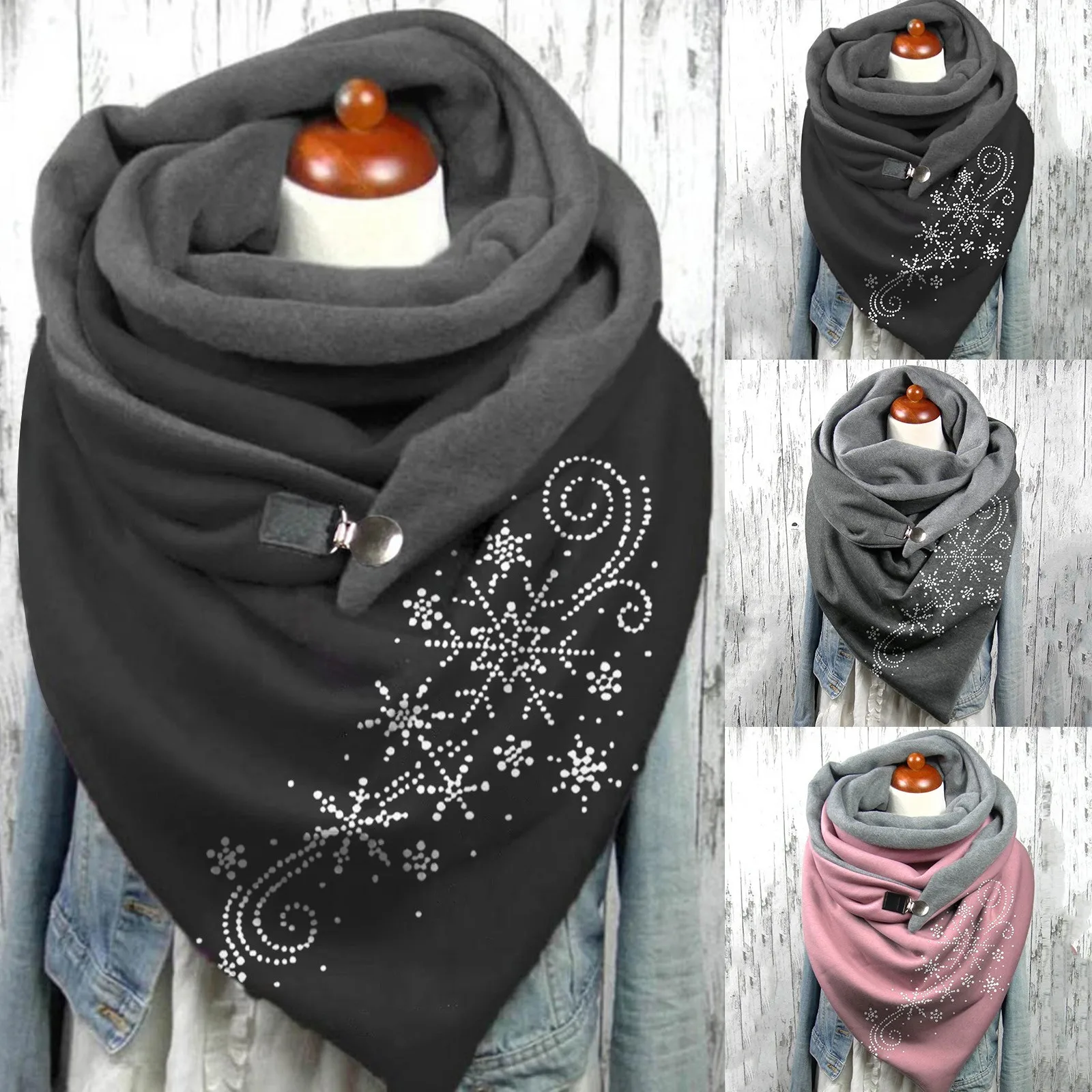 Модные шарфы с принтом музыкальных нот и графическим застежкой на пуговицах