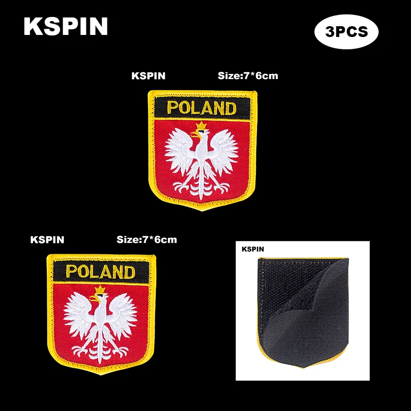 

National Flag Patch Hook Loop Poland Badges Armband 3D Stick on Jacket Backpack Stickers