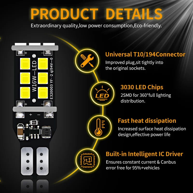 Фото 4×LED-лампы заднего хода T15 W16W 921 912 для Nissan Altima/Frontier/Maxima/Titan/GT-R/Terrano D10/Tiida C12 C13/Quest №3