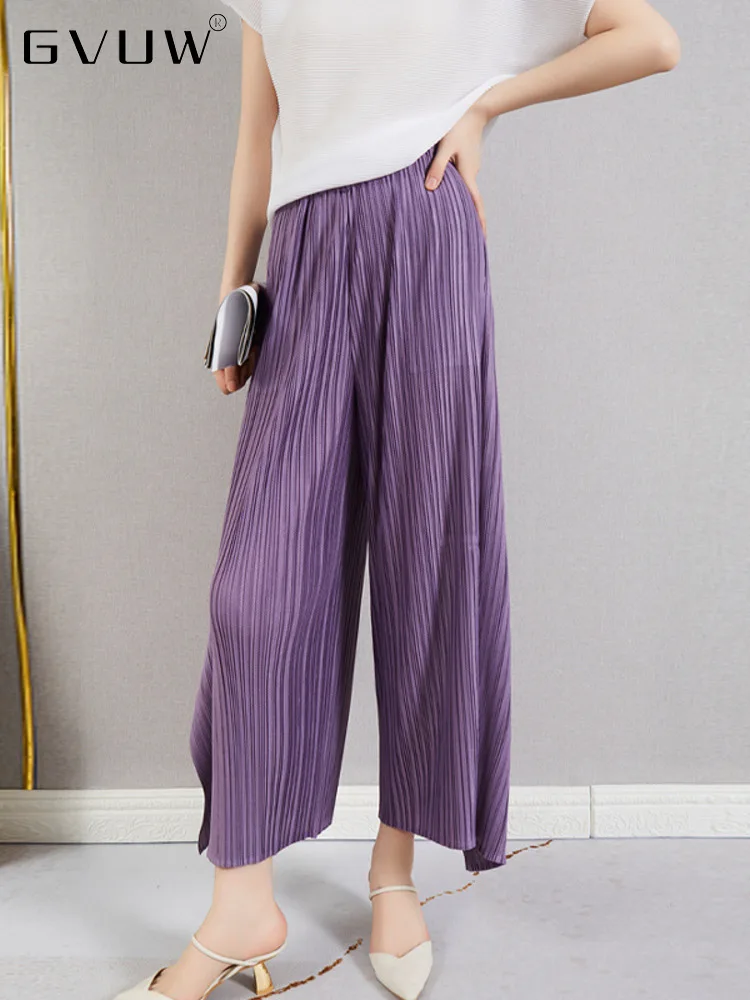 

Женские плиссированные брюки GVUW, асимметричные свободные однотонные брюки с эластичным поясом и карманами, модель 17D717 на осень-зиму