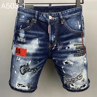2022 italian fashion brand dsquared2 mens washed worn ripped painted biker denim shorts a503 1