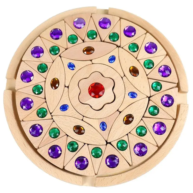 

3D Wooden Datura Diamond Rainbow Jigsaw Puzzle Color Cognition Early Education Toys For Children Adults Spare Time