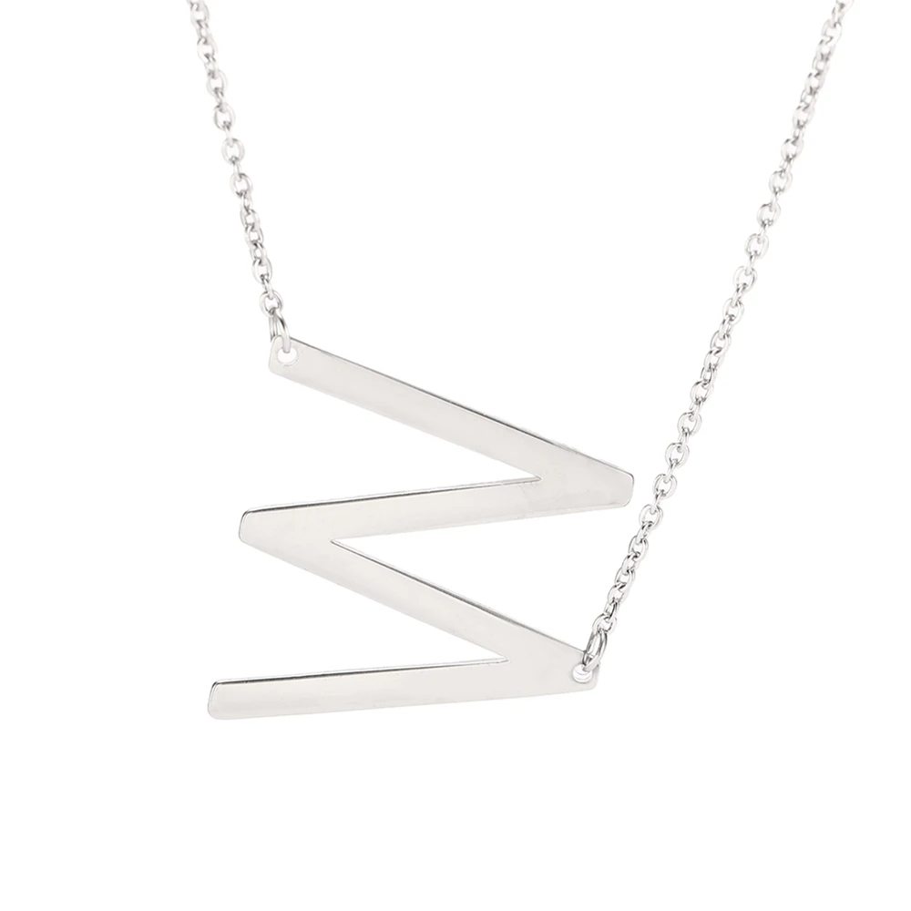 

Xincong Stainless Steel Jewelry Dropshipping Steel Color 19.7x25.6mm Letter W Pendant Necklace With 45+5cm Link Chain