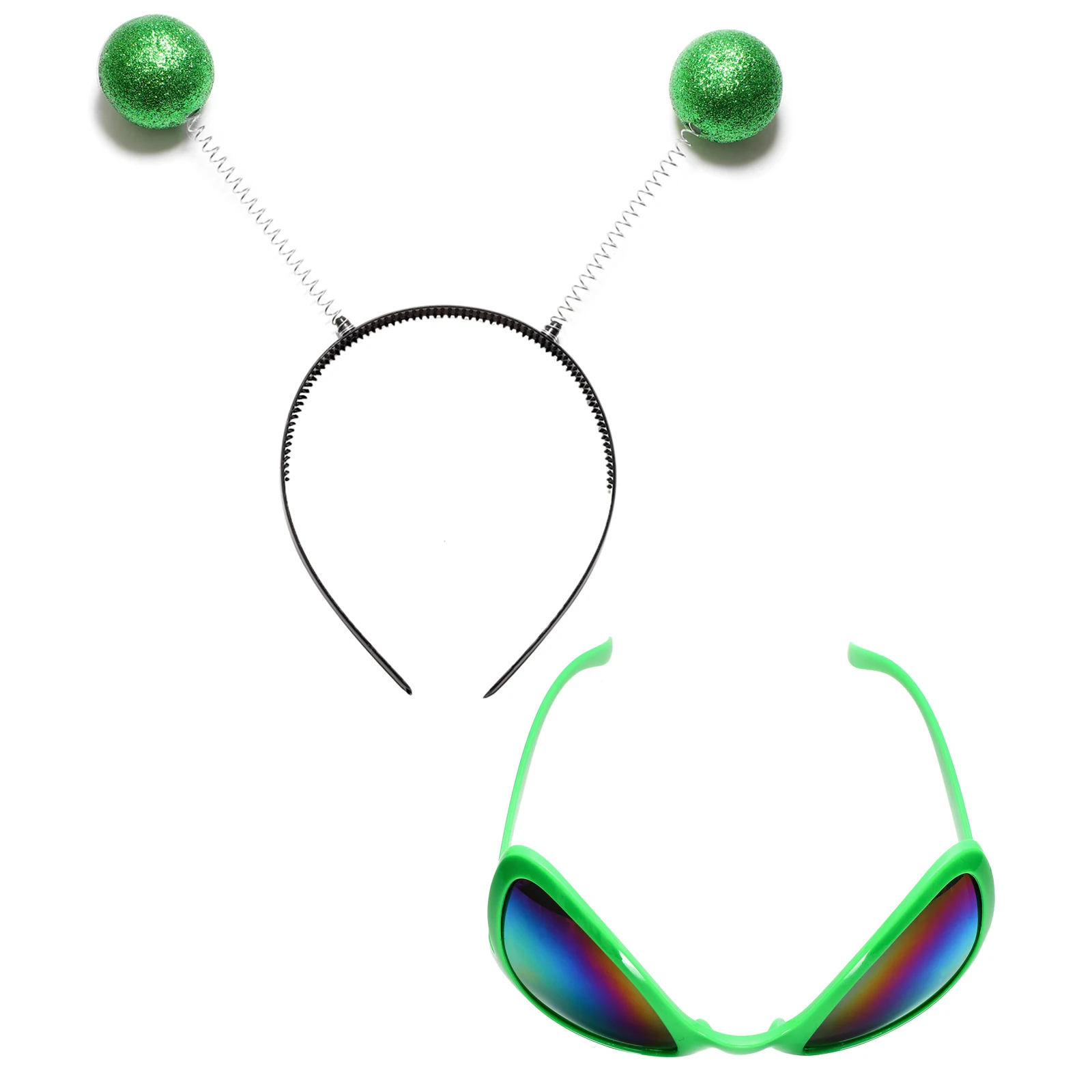 New Alien Glasses Funny Theme Party Sunglasses Halloween Adults Kids Cosplay Supplies Rainbow Lenses Martian Hair Hoop Headband