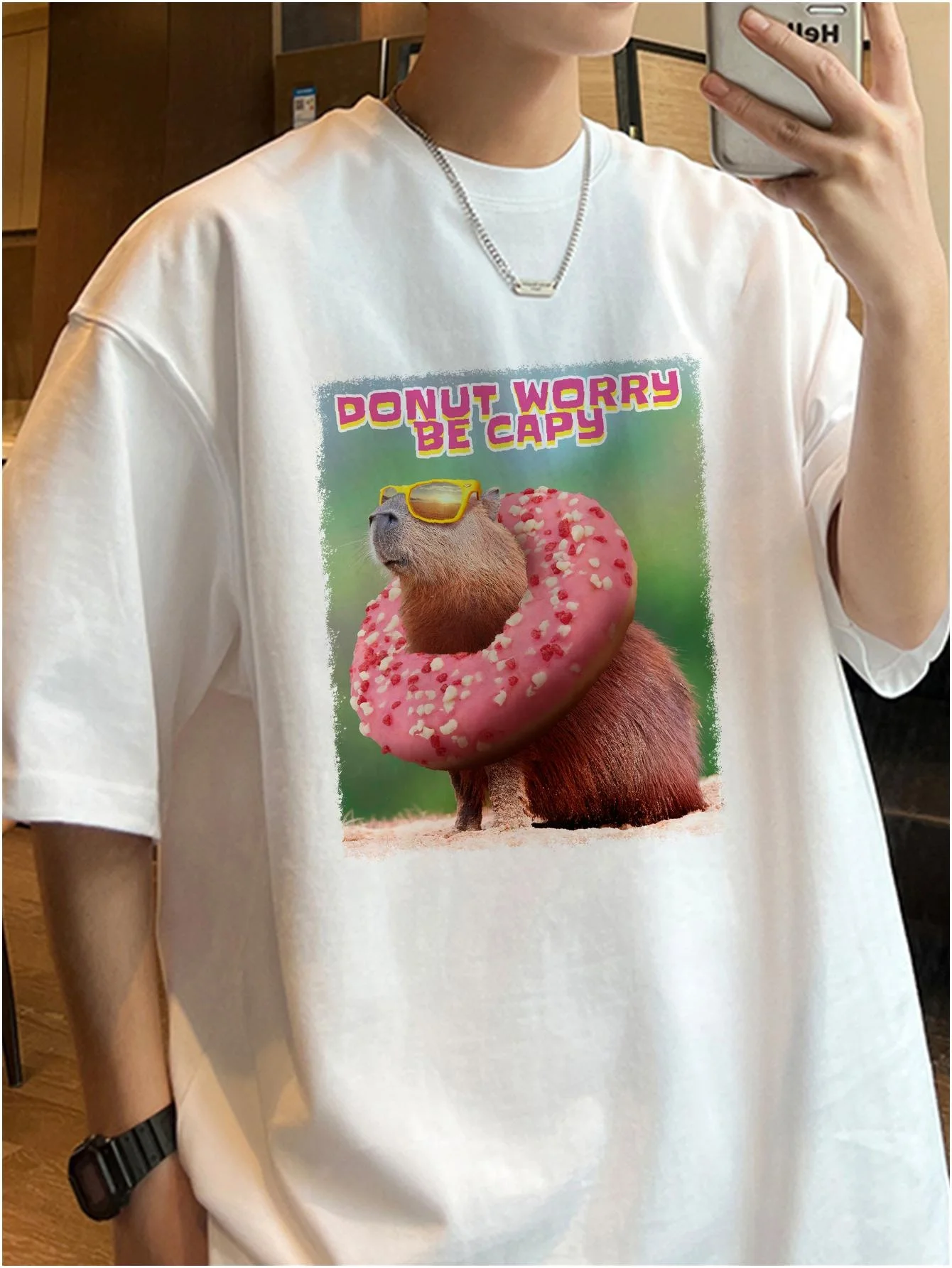 Женская повседневная футболка оверсайз в стиле хип-хоп вязаная хлопковая с