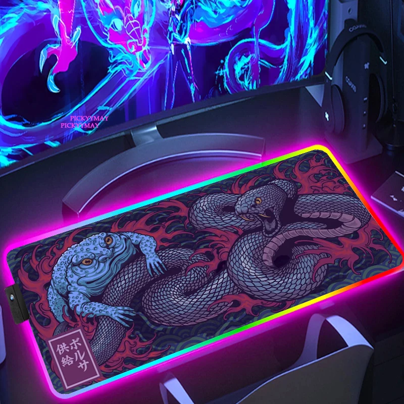 

Игровой коврик для мыши в японском стиле RGB, большой коврик для мыши, игровой коврик для мыши Carpert из натурального каучука XXL, подсветка