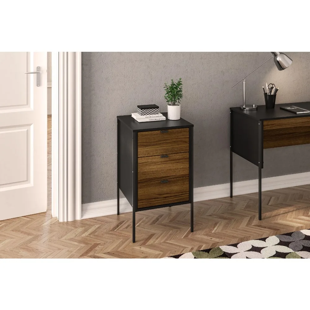 

3 Drawer Office Cabinet in Black and Brown Finish