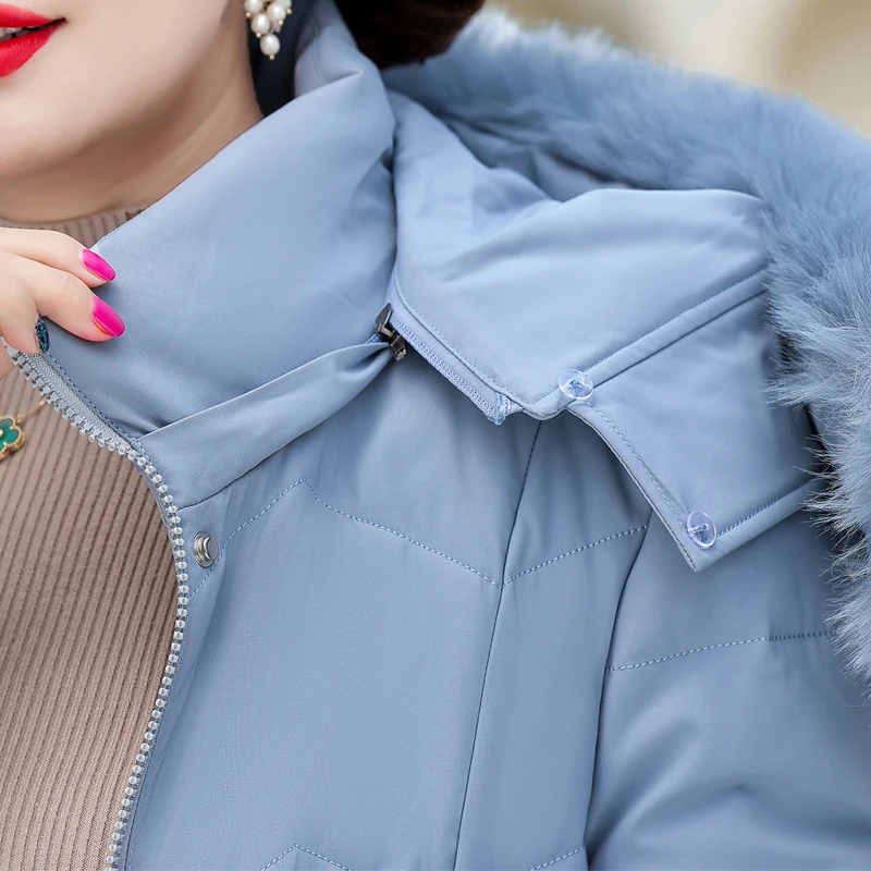 2022 New Winter X-Long Jacket for Women Casual Thick Warm Middle-aged Female Coat Hooded Fur Collar Elegant Winter Parkas
