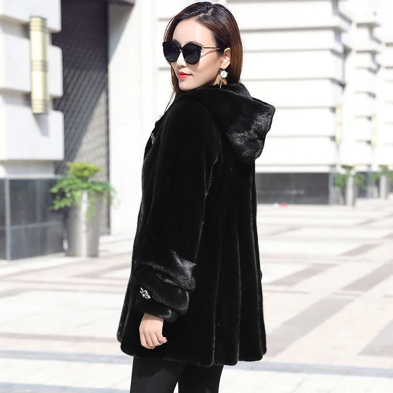 Markdown Sale Real Valladolid Coats Woman Winter 2022 Fur Mink Fur Thick Winter High Street Other Slim Real Fur Woman