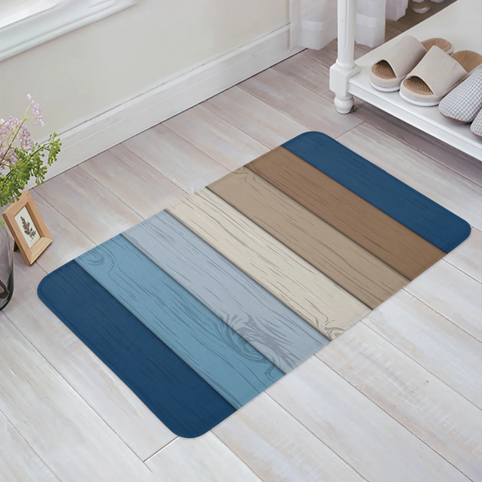 

Ретро градиентные Коврики для пола из древесины для ванной и кухни, противоскользящие напольные коврики для гостиной