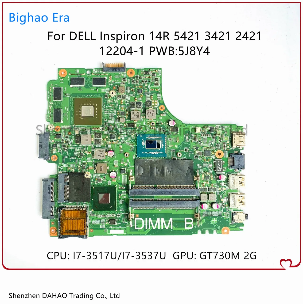 para Dell Inspiron 5421 3421 2421 Laptop Motherboard w Intel i7 Cpu Gt730m 5j8y4 122041 2gb 100% Testado Cn04ff3m 04ff3m 4ff3m