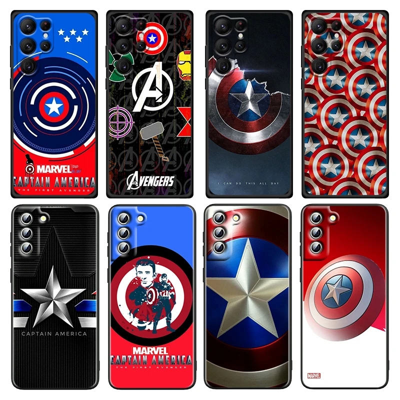 

Heroes Marvel Cool Shield For Samsung Galaxy S22 S21 S20 Ultra Plus Pro S10 S9 S8 S7 4G 5G Silicone Soft Black Phone Case