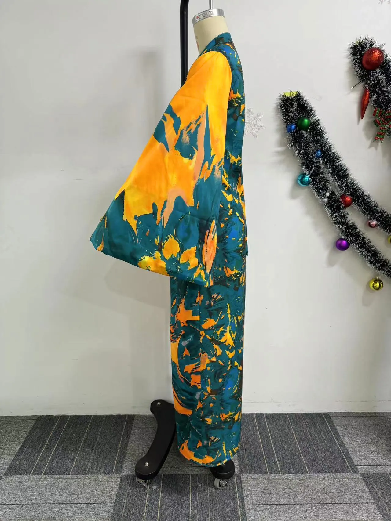 Платье макси с расширяющимся книзу рукавом африканские платья для женщин