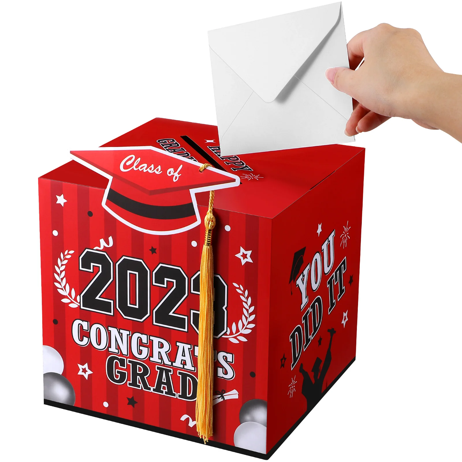 

ABOOFAN Congrats Cards Holder Graduation Party Decoration Gift Box Grad Memorial Celebration Supplies (Red)