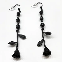 fashion black rosary rose earrings unglazed black club rock hip hop punk gothic jewelry ladies glamour valentines day gift