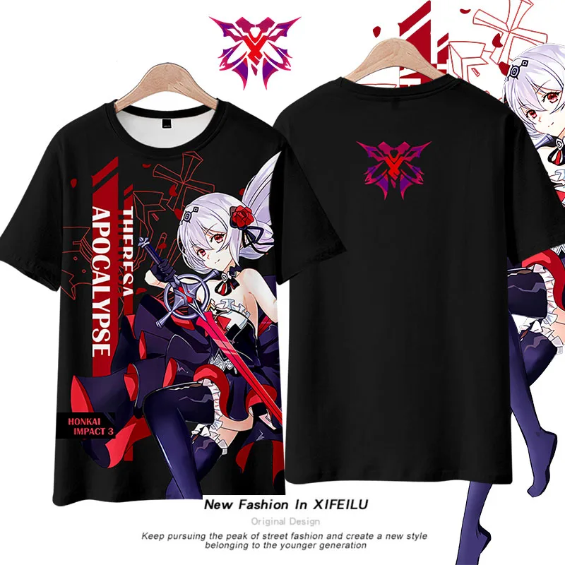

Футболка с капюшоном и шорты для косплея аниме Honkai Impact 3 Theresa Apocalypse летняя Свободная рубашка унисекс хаори штаны Топы