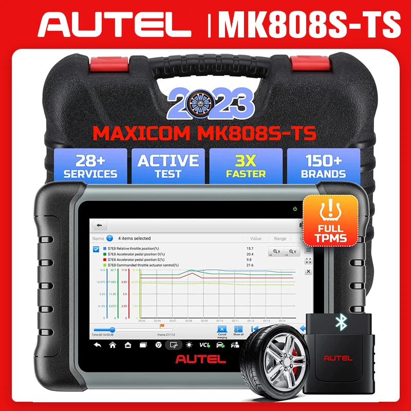 Autel MaxiCOM MK808S-TS OBD2 сканер двунаправленный OE-уровень TPMS Программирование Bluetooth