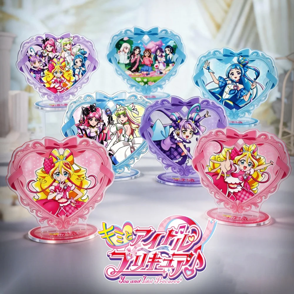 Фото Аниме-мерч по You and Idol Precure 2026: Новый полный набор, кавайные акриловые подставки-брелоки в форме сердца, в стиле Cure Zunkyun Kiss Idol №1