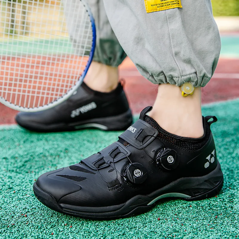 New men's and women's universal comfortable light breathable double rotary buckle badminton shoes sneakers