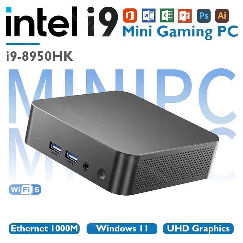 Портативный мини-ПК для геймеров Intel Core i9 8950HK Windows 11 Мини-компьютер 16 ГБ DDR4 512 1 ТБ SSD