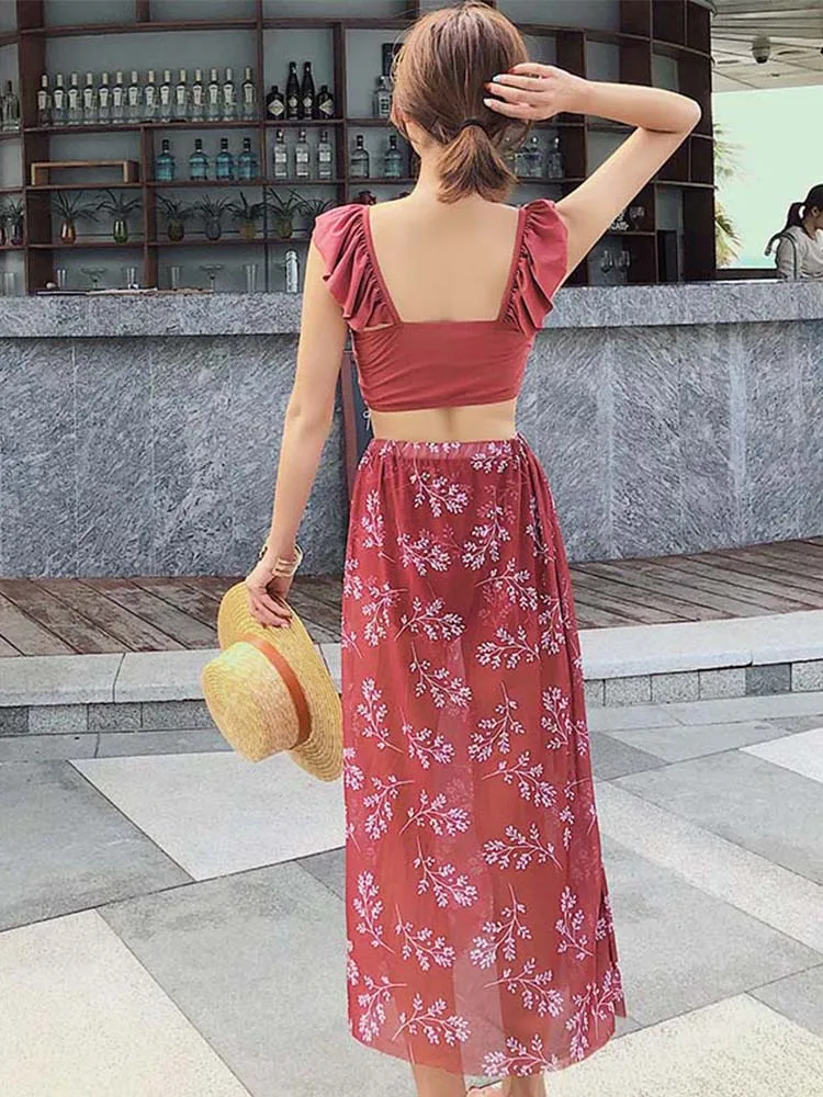 Набор танкини в Корейском стиле купальный костюм для женщин пикантные бикини с