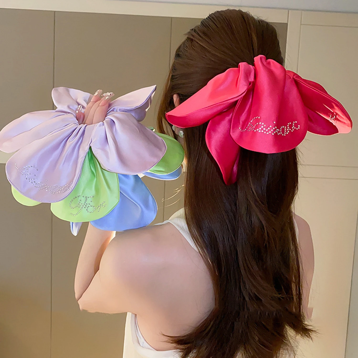 

Flower Scrunchies Large Intestine Big Hair Ties Elastic Bands Headwear Ponytail Holder Extra-Large Hair Rope Exquisite Headdress