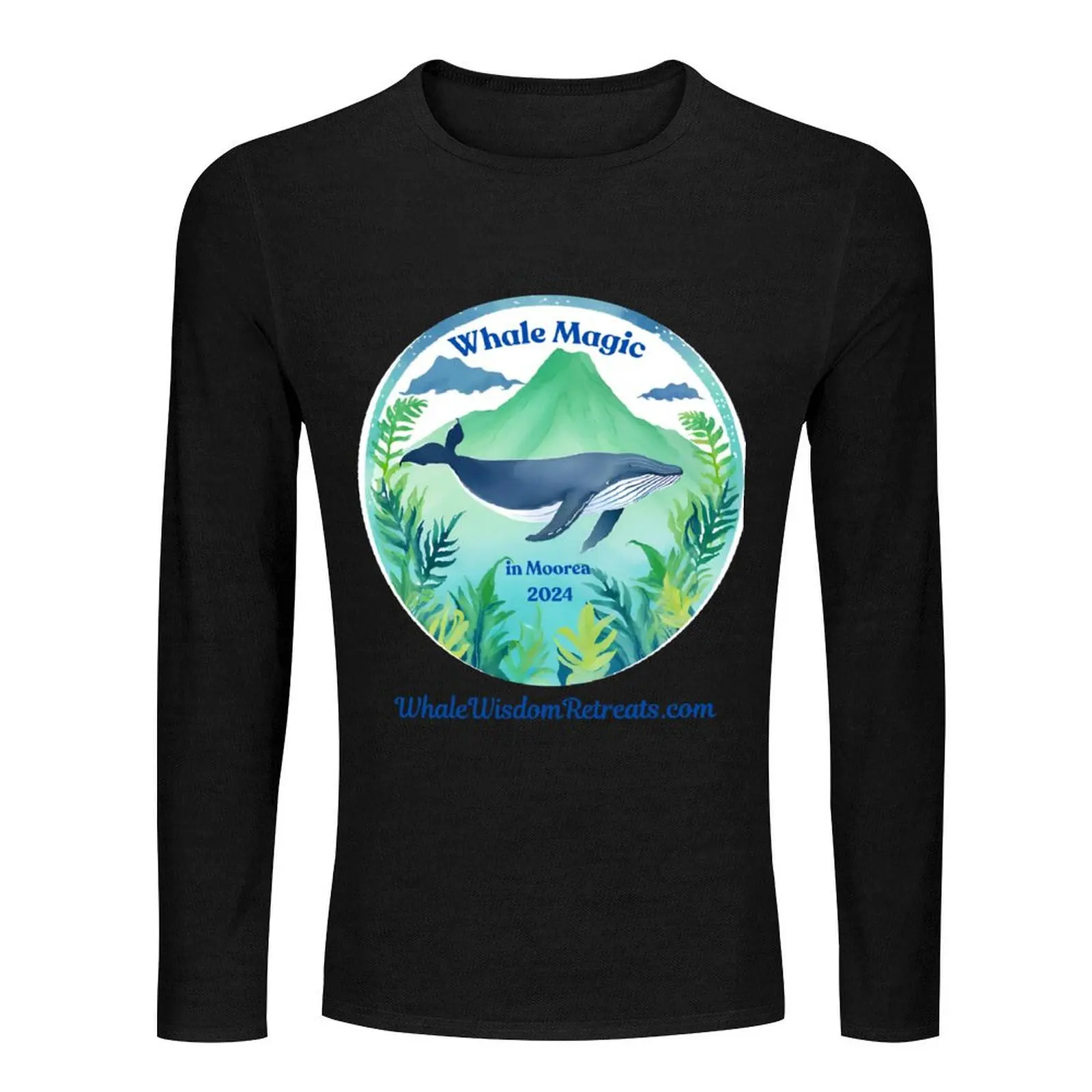 Длинная футболка с логотипом Whale Magic in Moorea 2024 толстовки рисунком мужская одежда |