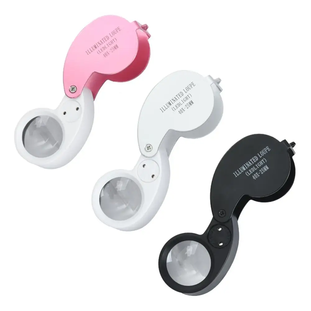 

40x 25mm Handheld Folding Jewelry Loupe With Double Led Light For Antique Collection Craft Appreciation