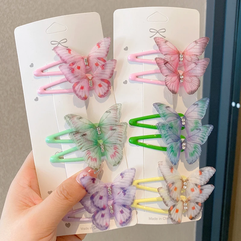 Женская заколка для волос AWAYTR 6 шт. заколка-пряжка с разноцветными бабочками