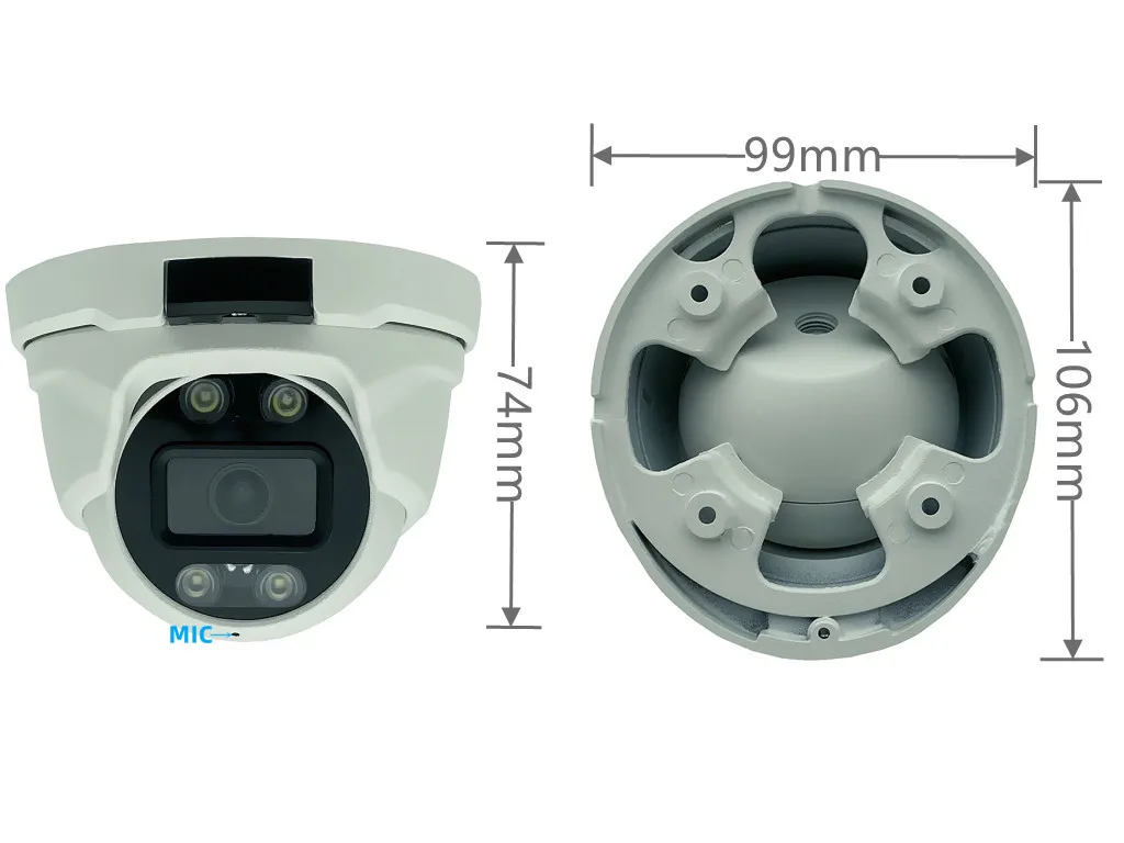 XM 4K 8/5/3MP IMX415 IMX335 IMX307 Металлический корпус купольной камеры с двойной подсветкой